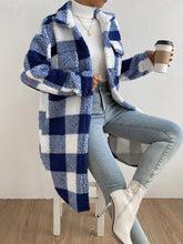 Load image into Gallery viewer, 4 Colors - Womens - Autumn Winter Open Buckle Collared Long Plush Plaid Coat - Sizes S-XL Ti Amo I love you