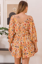Load image into Gallery viewer, ODDI Full Size Printed Ruff Sleeve Romper with Pockets
