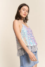Load image into Gallery viewer, J.NNA Sequin Tassel Hem Flowy Cami