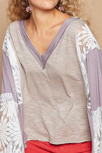 Load image into Gallery viewer, POL Lace Detail V-Neck Flare Sleeve Blouse
