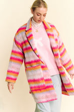 Load image into Gallery viewer, Davi & Dani Contrast Striped Open Front Coat with Pockets