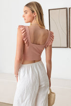 Load image into Gallery viewer, Le Lis Ruffled Cap Sleeve Square Neck Crop Top