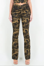 Load image into Gallery viewer, American Bazi V-Cut Ruched Camo Flare Pants