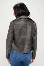 Load image into Gallery viewer, Coalition LA Zip Up Biker Jacket with Belt