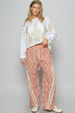 Load image into Gallery viewer, POL Lace Trim Drawstring Checkered Wide Leg Pants