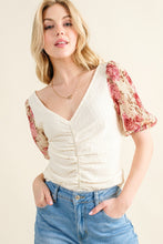 Load image into Gallery viewer, And The Why Full Size Floral Print Textured Sleeve Knit Top