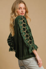 Load image into Gallery viewer, Umgee Polka Dot Lace Long Sleeve Round Neck Blouse