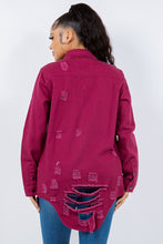 Load image into Gallery viewer, American Bazi Distressed Button Up Long Sleeve Denim Jacket
