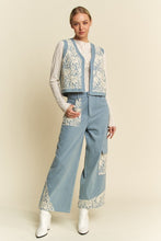 Load image into Gallery viewer, Davi & Dani Lace Patch Open Front Denim Vest