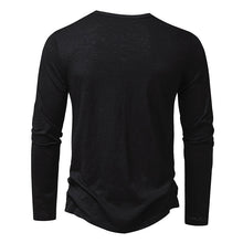 Load image into Gallery viewer, Men's Long-sleeved Fashion Casual Solid Color Pullover Button T-Shirt Top