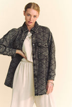 Load image into Gallery viewer, Davi & Dani Curved Hem Diamond Quilted Button Up Denim Shacket