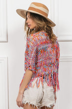 Load image into Gallery viewer, BiBi Open Front Fringed Crop Knit Cardigan