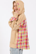 Load image into Gallery viewer, SAGE + FIG Full Size Plaid Print Washed Hoodie