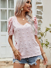 Load image into Gallery viewer, Swiss Dot Short Puff Sleeve Top