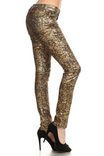 Load image into Gallery viewer, Low Rise Metallic Print Skinny Jeans Pants