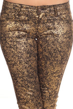 Load image into Gallery viewer, Low Rise Metallic Print Skinny Jeans Pants