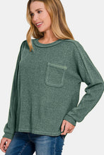 Load image into Gallery viewer, Zenana Full Size Contrast Stitching Brushed Ribbed Hacci Knit Top