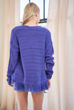 Load image into Gallery viewer, Davi & Dani Fringe V-Neck Button Up Long Sleeve Cardigan