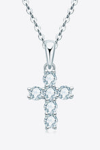 Load image into Gallery viewer, .6 Carats ctw 925 Sterling Silver Cross Moissanite Pendant Necklace Ti Amo I love you