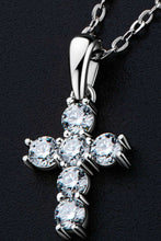 Load image into Gallery viewer, .6 Carats ctw 925 Sterling Silver Cross Moissanite Pendant Necklace Ti Amo I love you