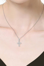 Load image into Gallery viewer, .6 Carats ctw 925 Sterling Silver Cross Moissanite Pendant Necklace Ti Amo I love you