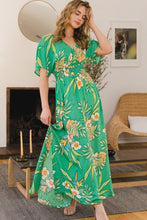 Load image into Gallery viewer, ODDI Full Size Floral Smocked Tied Back Maxi Dress