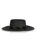 Load image into Gallery viewer, Summer Straw Flat Top Hat with Acrylic Chain