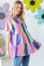 Load image into Gallery viewer, Heimish Full Size Short Sleeve Striped Tiered Top