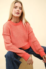 Load image into Gallery viewer, VERY J Exposed Seam Cropped Striped Slit Sweater