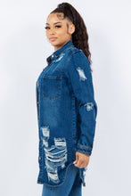 Load image into Gallery viewer, American Bazi Distressed Button Up Long Sleeve Denim Jacket