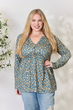 Load image into Gallery viewer, Heimish Full Size Floral Half Button Long Sleeve Blouse