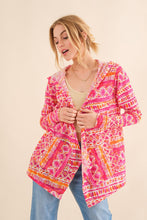 Load image into Gallery viewer, And The Why Full Size Printed Thermal Hooded Open Front Cardigan