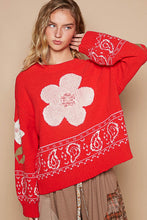 Load image into Gallery viewer, POL Flower Lace Patch Long Sleeve Sweater