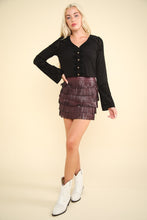 Load image into Gallery viewer, VERY J V-Neck Lace Detail Button Down Crop Ribbed Knit Top