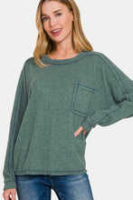 Load image into Gallery viewer, Zenana Full Size Contrast Stitching Brushed Ribbed Hacci Knit Top