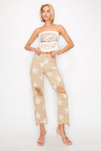 Load image into Gallery viewer, RISEN Full Size High Rise Star Printed Frayed Hem Jeans