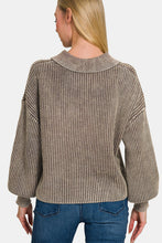 Load image into Gallery viewer, Zenana Washed Half Button Long Sleeve Sweater