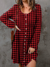 Load image into Gallery viewer, Double Take Full Size Plaid Round Neck Long Sleeve Magic Dress