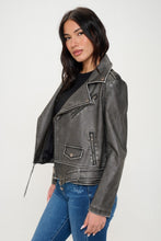 Load image into Gallery viewer, Coalition LA Zip Up Biker Jacket with Belt