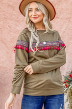 Load image into Gallery viewer, And The Why Ethnic Ribbon Tassel Trim Top