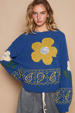 Load image into Gallery viewer, POL Flower Lace Patch Long Sleeve Sweater