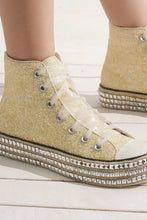 Load image into Gallery viewer, Beast Fashion Glitter Lace-Up Studded Platform Sneakers