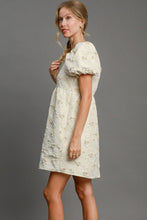Load image into Gallery viewer, Umgee Heart Jacquard Square Neck Puff Sleeve Mini Dress