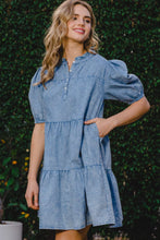 Load image into Gallery viewer, ODDI Washed Tiered Mini Denim Dress