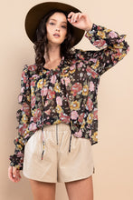 Load image into Gallery viewer, Ces Femme Ruffle Trim Long Sleeve Floral Blouse