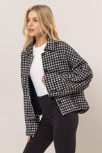 Load image into Gallery viewer, HYFVE Tweed Plaid Button Up Collared Neck Jacket