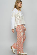 Load image into Gallery viewer, POL Lace Trim Drawstring Checkered Wide Leg Pants