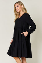 Load image into Gallery viewer, Double Take Full Size V-Neck Balloon Sleeve Tiered Dress