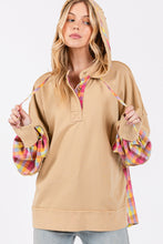 Load image into Gallery viewer, SAGE + FIG Full Size Plaid Print Washed Hoodie