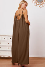 Load image into Gallery viewer, Double Take Full Size Ruffle Trim Tie Back Cami Jumpsuit with Pockets